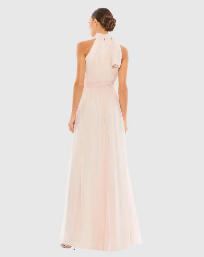 Women Evening Gowns Mac Duggal High Neck Chiffon Gown Powder Blue