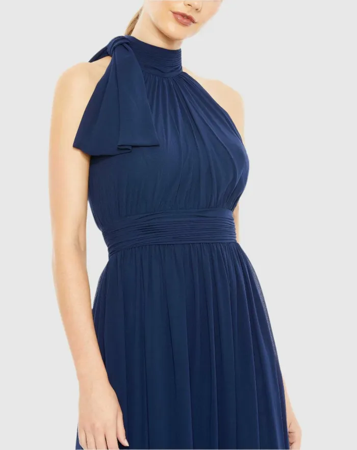 Women Evening Gowns Mac Duggal High Neck Chiffon Gown Powder Blue