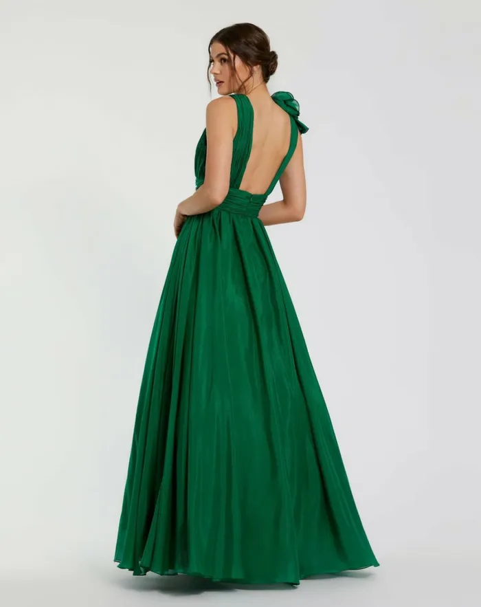 Women Evening Gowns Mac Duggal Ruffle Detailed Evening Dress Emerald