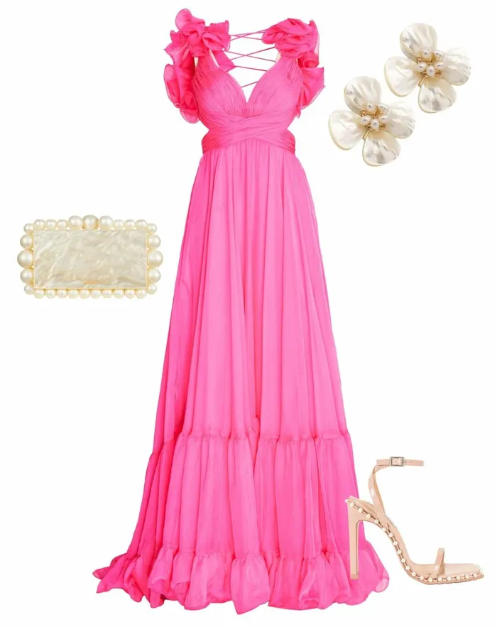Women Evening Gowns Mac Duggal Ruffle Tiered CutOut Chiffon Gown Black