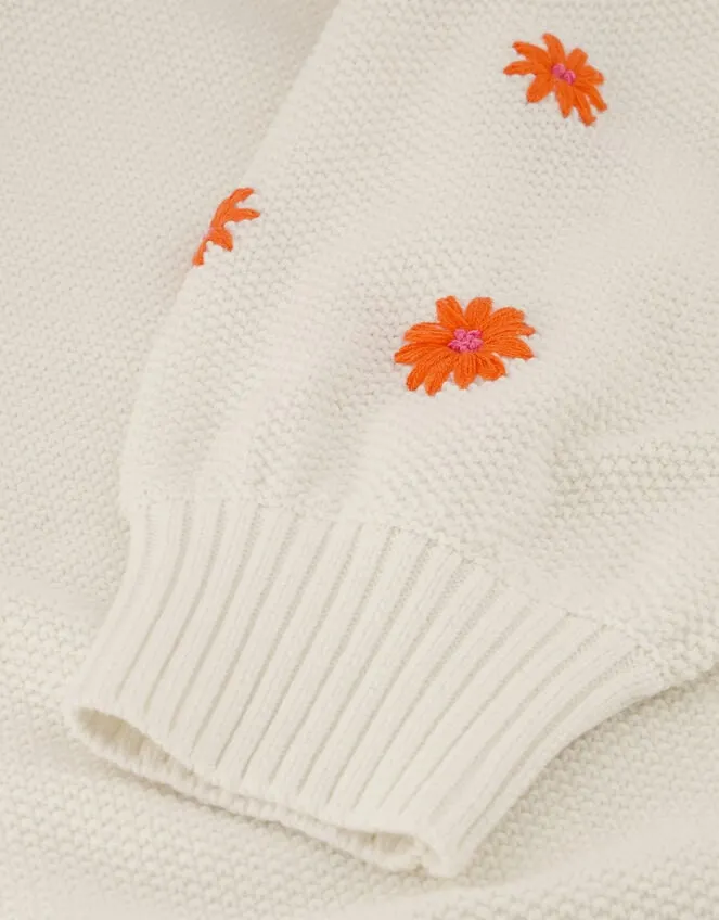 Women Fabienne Chapot Embroidered Short Sleeve Jumper Cream Monsoon Jumpers