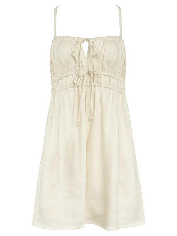 Women Faithfull The Brand 8211 Shivka Mini Dress In Egg Shell The UNDONE Dresses