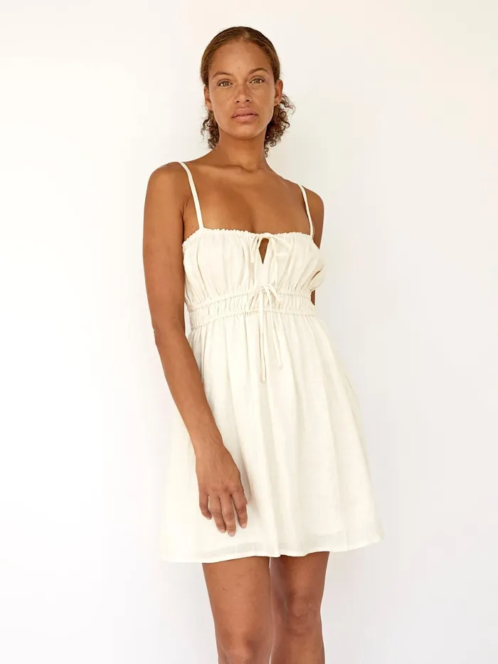 Women Faithfull The Brand 8211 Shivka Mini Dress In Egg Shell The UNDONE Dresses