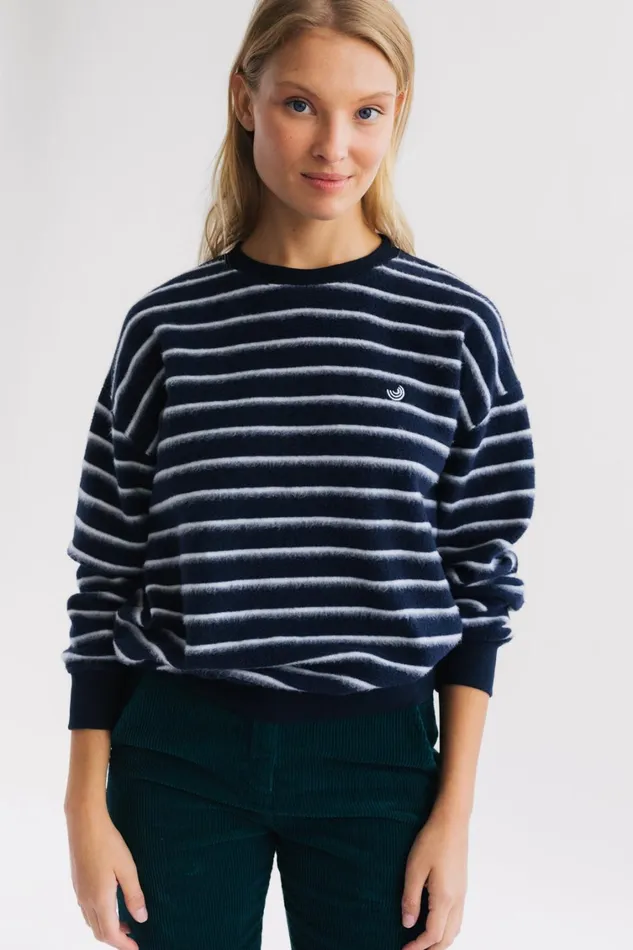 Women Fanad 8211 Navy Stripes TWOTHIRDS Sweatshirts