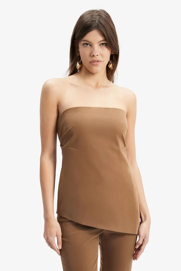 Women Fashion Tops Bardot Cosmos Strapless Top In Chocolate Chocolate