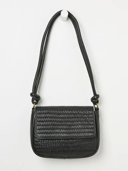 Women Fatface Bags and Wallets Alexia Black Woven Shoulder Bag Women Fatface Bags and Wallets Alexia Black Woven Shoulder Bag