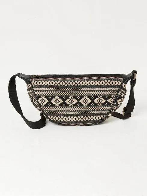 Women Fatface Bags and Wallets Jovie Black Sling Woven Bag