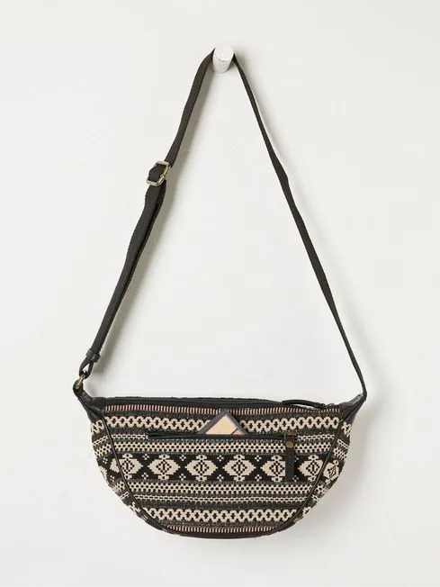 Women Fatface Bags and Wallets Jovie Black Sling Woven Bag
