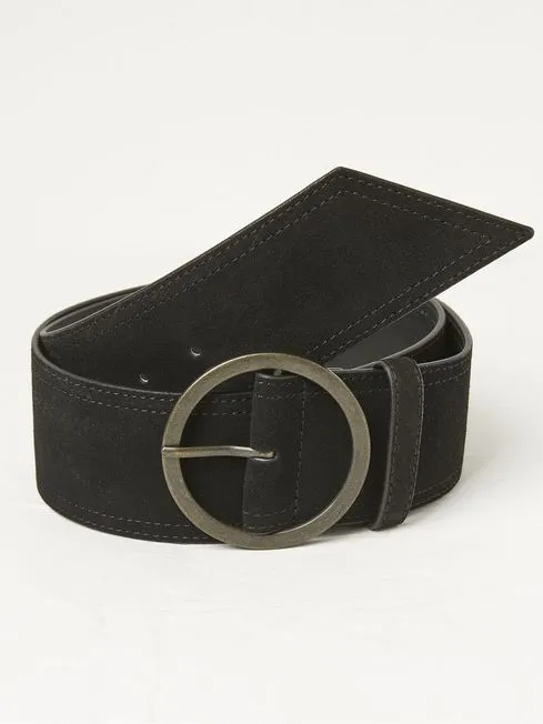 Women Fatface Belts Black Soft Wide Waist Belt