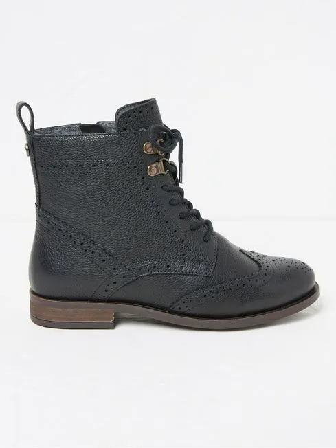 Women Fatface Boots Anwen Black Brogue Ankle Boots