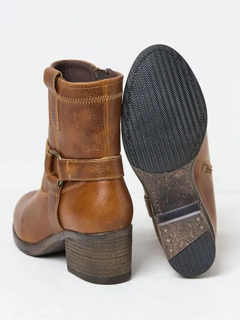 Women Fatface Boots Hazel Tan Brown Mid Heel Boots