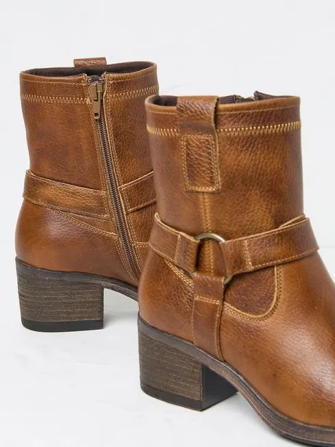 Women Fatface Boots Hazel Tan Brown Mid Heel Boots
