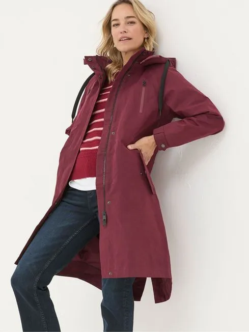 Women Fatface Coats and Jackets Juno Red Waterproof Long Coat