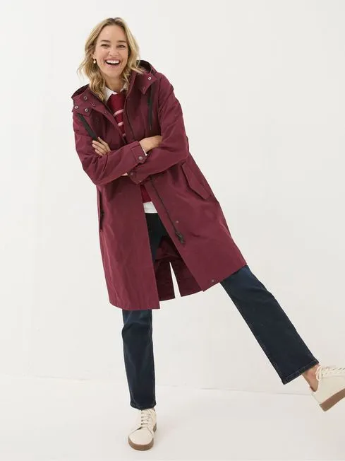 Women Fatface Coats and Jackets Juno Red Waterproof Long Coat