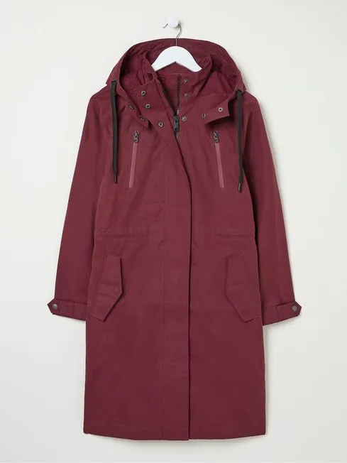 Women Fatface Coats and Jackets Juno Red Waterproof Long Coat