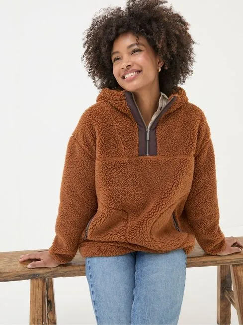 Women Fatface Coats and Jackets Millie Brown Overhead Fleece Women Fatface Coats and Jackets Millie Brown Overhead Fleece