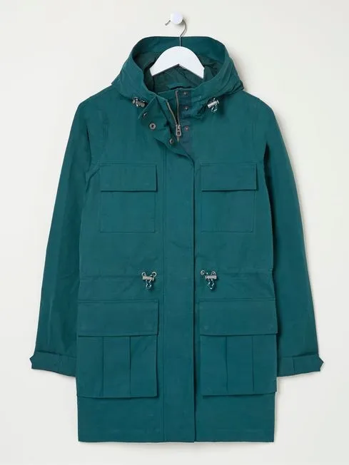 Women Fatface Coats and Jackets Tiegan Teal Blue Waterproof Coat