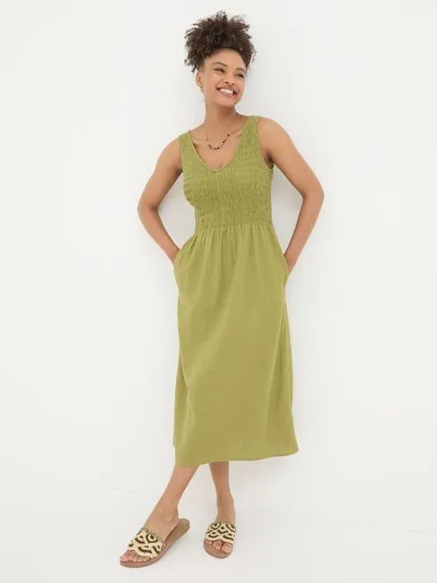 Women Fatface Dresses Aria Green Midi Dress