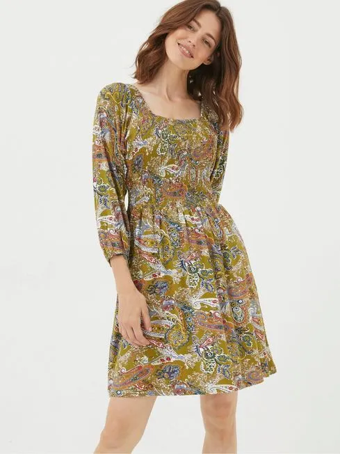 Women Fatface Dresses Green Paisley Jersey Dress