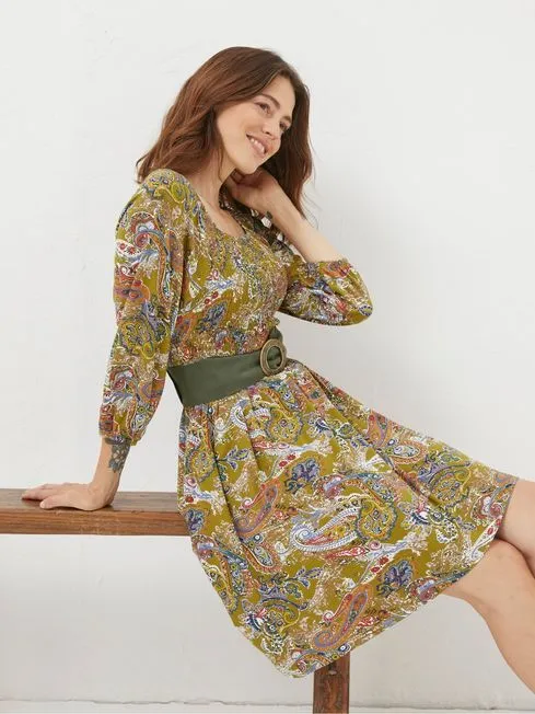 Women Fatface Dresses Green Paisley Jersey Dress Women Fatface Dresses Green Paisley Jersey Dress