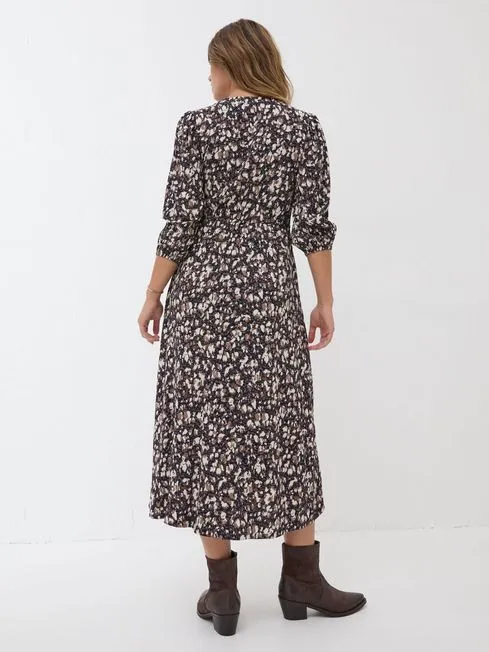 Women Fatface Dresses Libby Black Patterned Midi Dress Women Fatface Dresses Libby Black Patterned Midi Dress