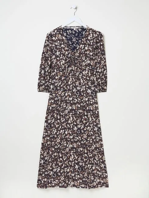 Women Fatface Dresses Libby Black Patterned Midi Dress Women Fatface Dresses Libby Black Patterned Midi Dress