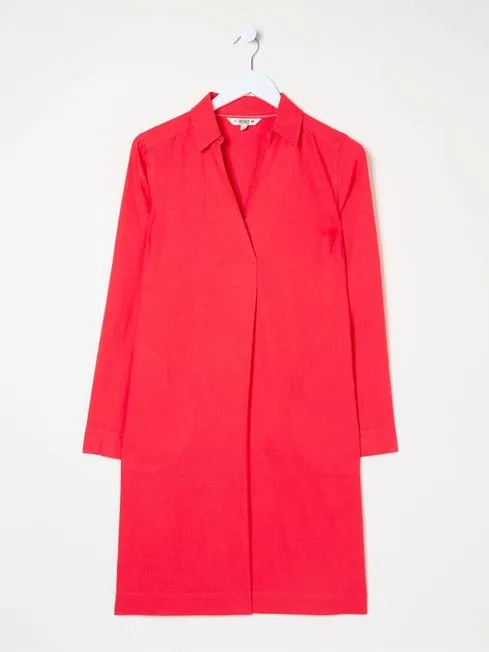 Women Fatface Dresses Mina Red Linen Blend Tunic Dress Women Fatface Dresses Mina Red Linen Blend Tunic Dress