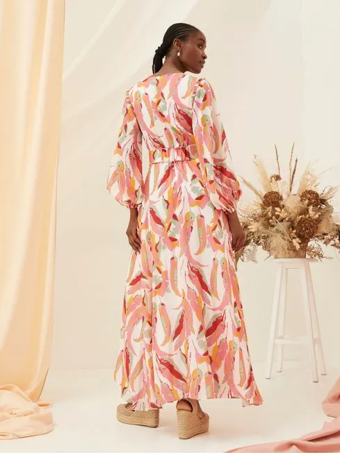 Women Fatface Dresses Peony Pink Painted Leaves Maxi Dress Women Fatface Dresses Peony Pink Painted Leaves Maxi Dress