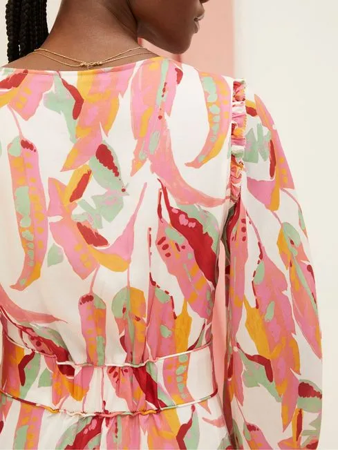 Women Fatface Dresses Peony Pink Painted Leaves Maxi Dress Women Fatface Dresses Peony Pink Painted Leaves Maxi Dress