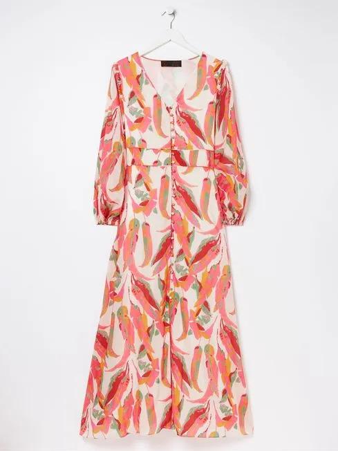 Women Fatface Dresses Peony Pink Painted Leaves Maxi Dress Women Fatface Dresses Peony Pink Painted Leaves Maxi Dress