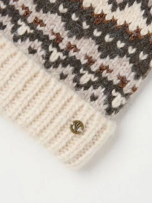 Women Fatface Hats Ivory Fairisle Bobble Hat Women Fatface Hats Ivory Fairisle Bobble Hat