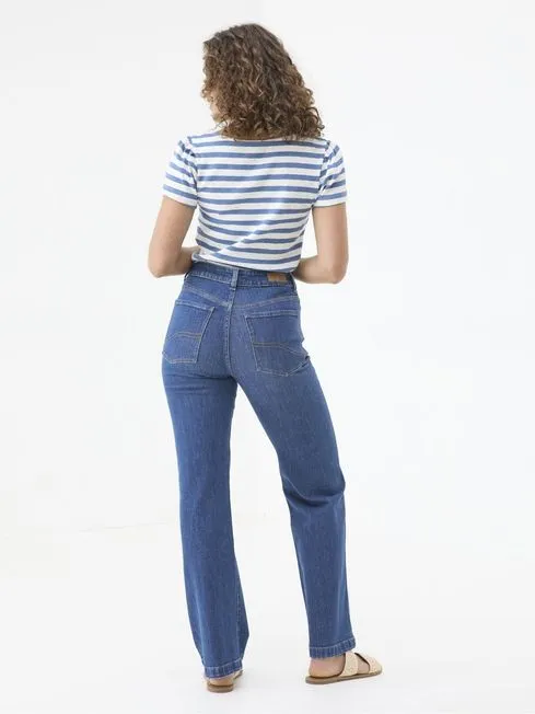 Women Fatface Jeans Elise Indigo Blue Wide Leg Jeans