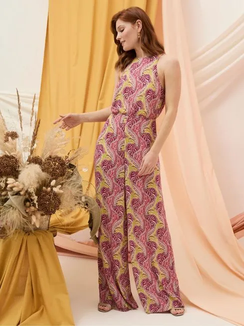 Women Fatface Jumpsuits and Playsuits Tura Orange Paisley Jumpsuit