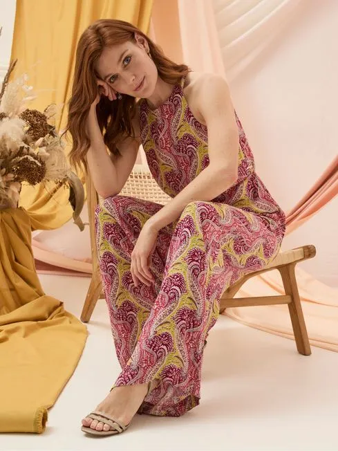 Women Fatface Jumpsuits and Playsuits Tura Orange Paisley Jumpsuit Women Fatface Jumpsuits and Playsuits Tura Orange Paisley Jumpsuit