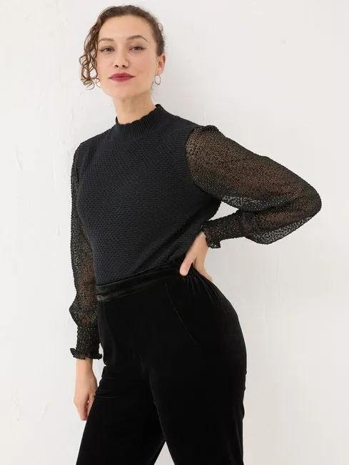 Women Fatface Knitwear Black Piper 2 In 1 Tank