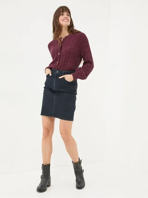 Women Fatface Knitwear Chloe Dark Red Cable Knit Cardigan Women Fatface Knitwear Chloe Dark Red Cable Knit Cardigan