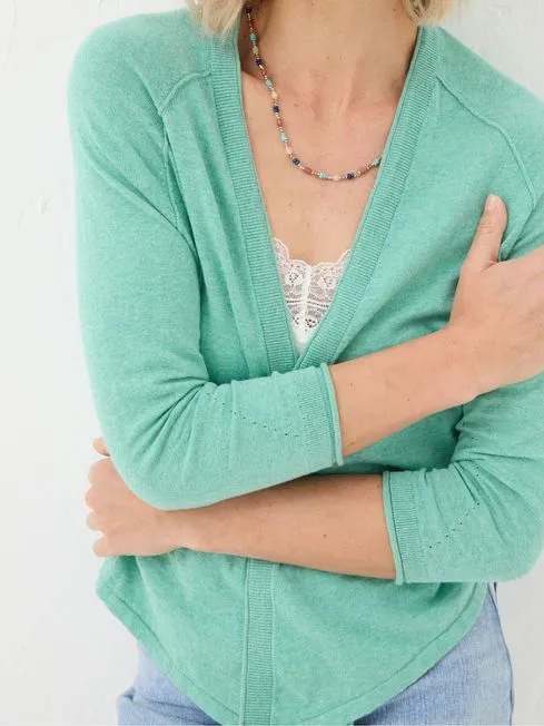 Women Fatface Knitwear Green Tie Front Cardigan Women Fatface Knitwear Green Tie Front Cardigan