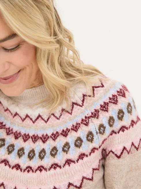 Women Fatface Knitwear Wild Natural Fairisle Yoke Jumper