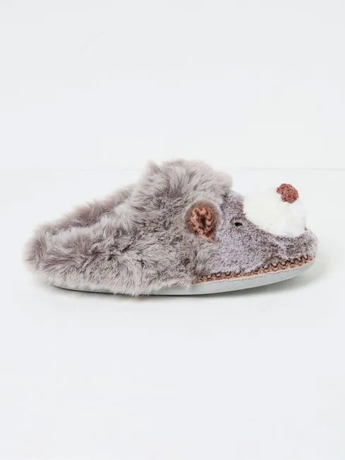 Women Fatface Loungewear Hope Grey Hedgehog Mules