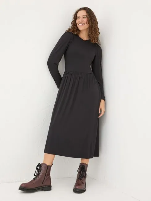 Women Fatface Midi Dresses Black Fia Dress