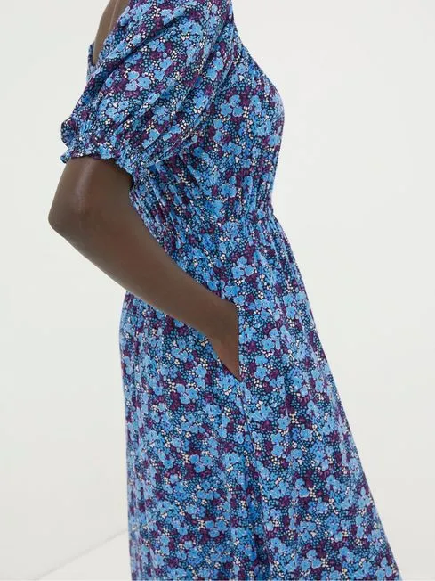 Women Fatface Midi Dresses Purple Ink Floral Midi Dress Women Fatface Midi Dresses Purple Ink Floral Midi Dress