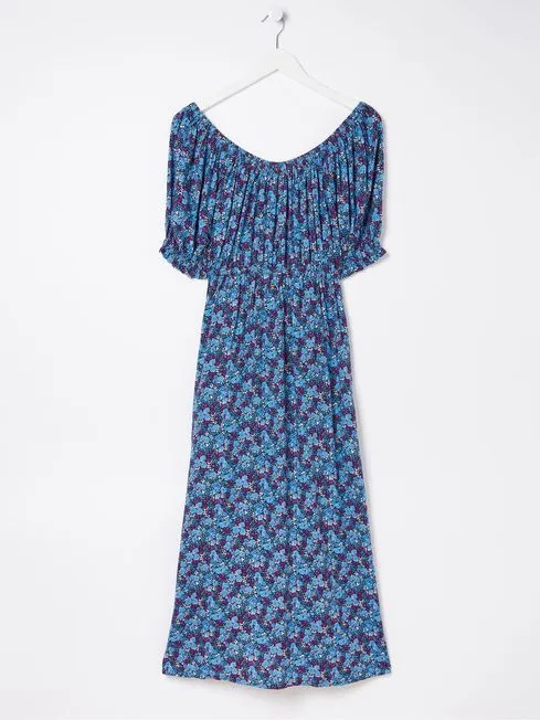 Women Fatface Midi Dresses Purple Ink Floral Midi Dress Women Fatface Midi Dresses Purple Ink Floral Midi Dress
