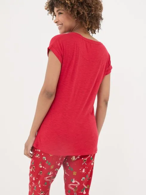 Women Fatface Pajamas and Nightwear Christmas Pudding Red Pyjama Top Women Fatface Pajamas and Nightwear Christmas Pudding Red Pyjama Top