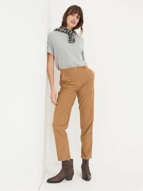 Women Fatface Pants and Leggings Chesil Brown Mixed Cord Trousers