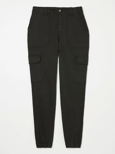 Women Fatface Pants and Leggings Hythe Black Cargo Trousers