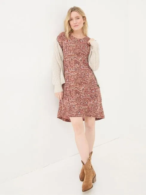Women Fatface Printed Dresses Simone Pink Jersey Dress