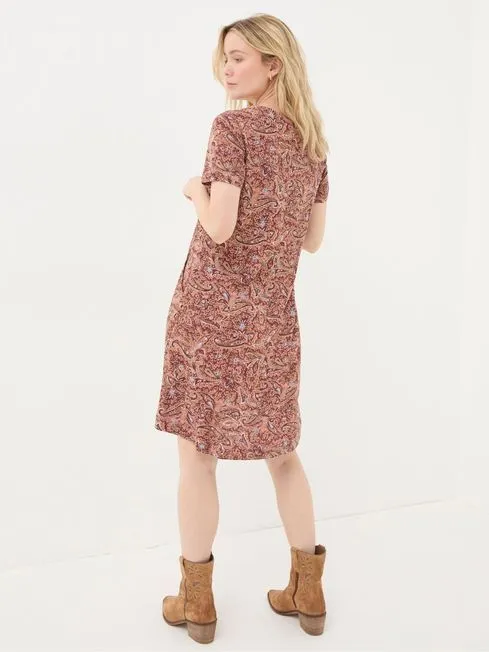 Women Fatface Printed Dresses Simone Pink Jersey Dress