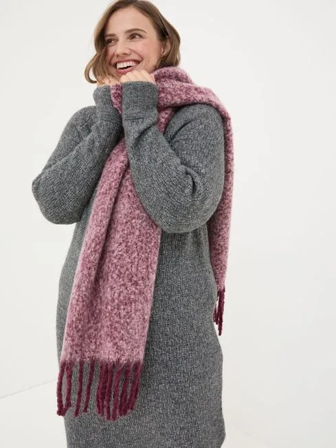 Women Fatface Scarves Pink Boucle Scarf Women Fatface Scarves Pink Boucle Scarf