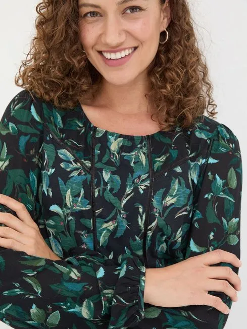 Women Fatface Shirts and Blouses Black Dark Skies Charlee Leaves Top Women Fatface Shirts and Blouses Black Dark Skies Charlee Leaves Top