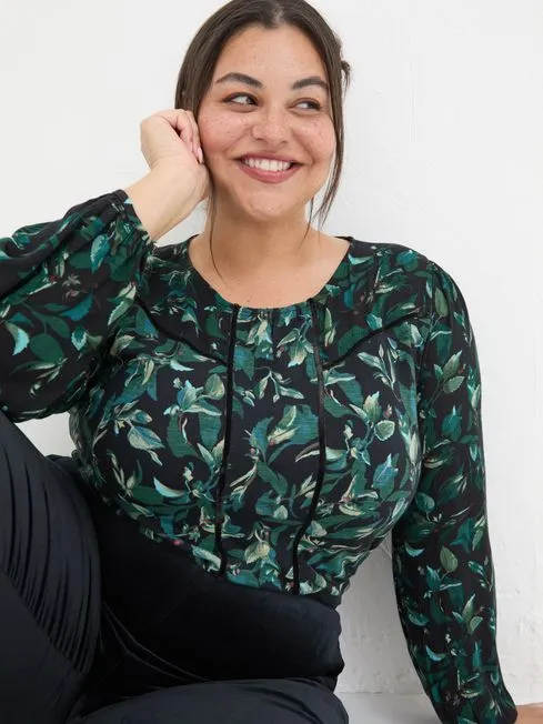 Women Fatface Shirts and Blouses Black Dark Skies Charlee Leaves Top Women Fatface Shirts and Blouses Black Dark Skies Charlee Leaves Top